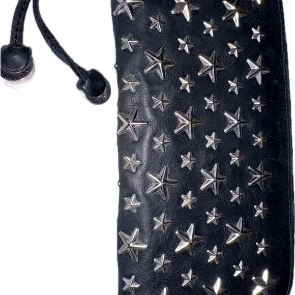 Jimmy Choo Filipa Black Wallet with Silver Star Studs - Picture 3 of 12